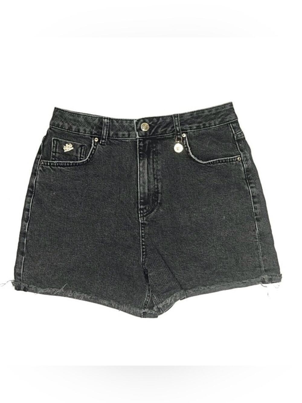 Holland Cooper Black Denim Cut off Jean Shorts Western Boho Casual Size 12